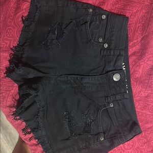 American Eagle Outfitters Black Distressed Jean Shorts